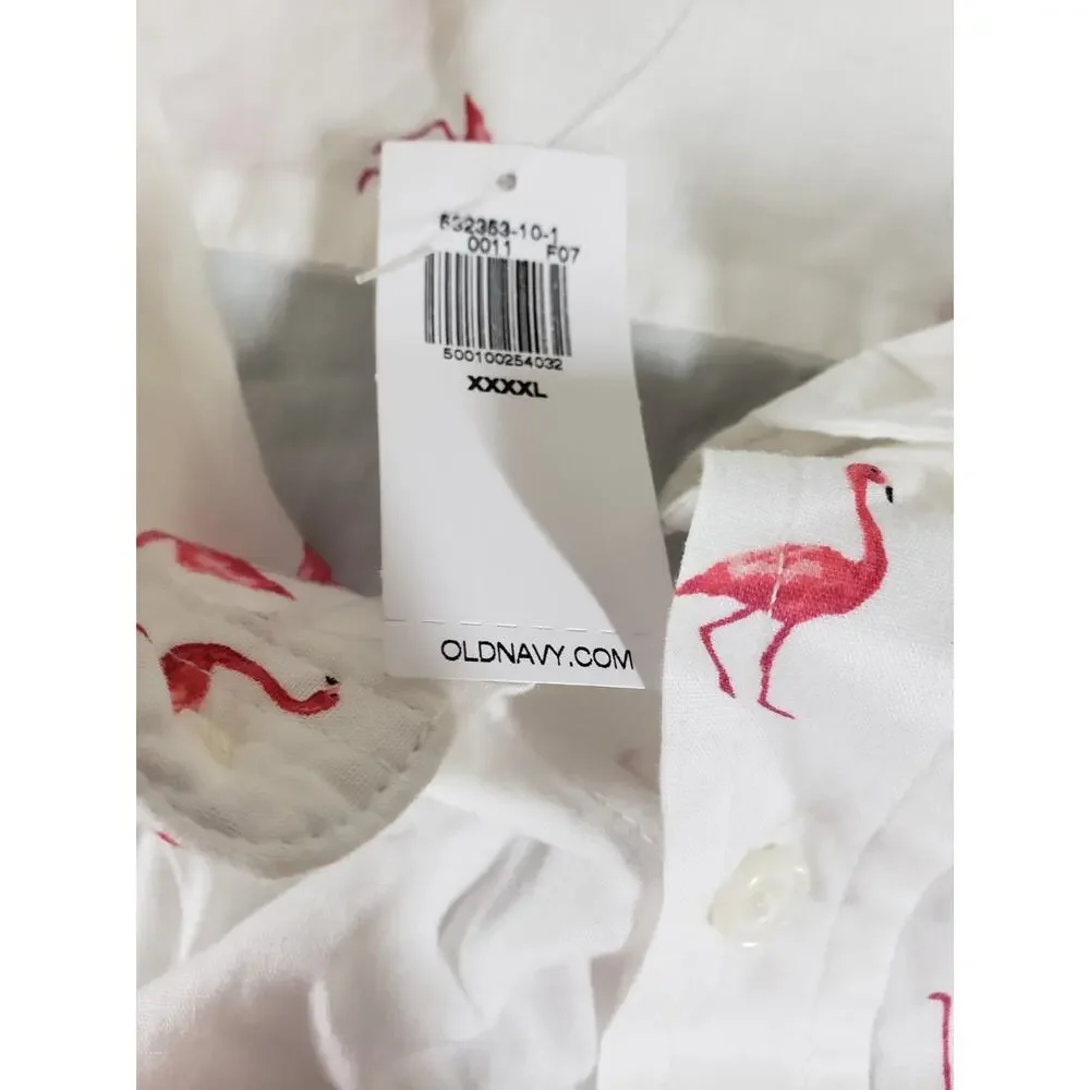 Old Navy Shirt Size 4XL XXXXL Mens Short Sleeve Button Up Flamingo NWT - Picture 3 of 10